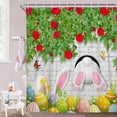 thumbnail image 2 of Easter Shower Curtain, Spring Easter Floral Cute Rabbit Farmhouse Bathroom Accessories Bunny Colorful Easter Eggs Fabric Bathroom Curtains with Hooks, 70''x70'' ﻿, 2 of 7