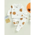 thumbnail image 2 of ZAXARRA Newborn Baby 2Pcs Spring Outfits, Long Sleeve Sun Print Sweatshirt and Pocket Pants Set, 2 of 9