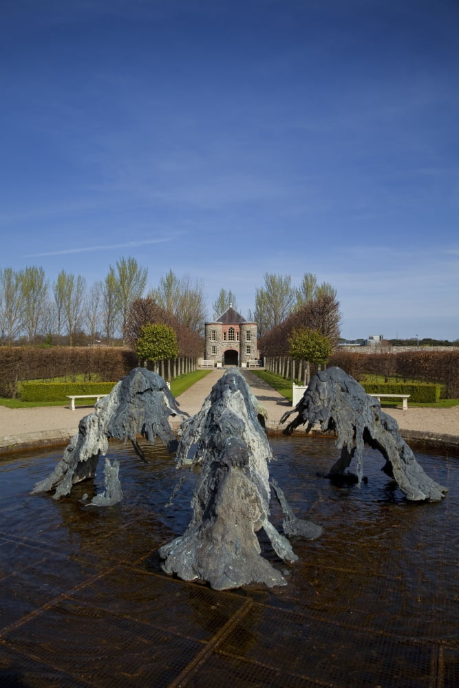 Cast Bronze Fountain by Lynda Benglis (2009) in the French Style Formal gardens The Royal Hospital - now the Museum of Modern Art (MOMA) Kilmainham Dublin City Ireland Canvas Art - Panoramic