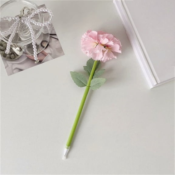 ZOURIH 1 Pcs Flower Pens Artificial Mother's Day Rose Pens Bulk Floral Gel Ink Ballpoint Black for Women Wedding Spring Home office Supplies,Pink