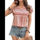 thumbnail image 2 of Blusas de Verano de Corta para Mujer, Blusas Elegantes e Informales para Mujer, Color Rojo S, 2 of 9