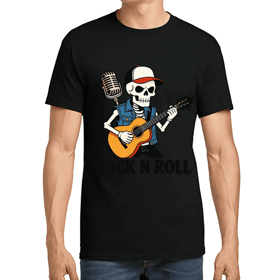 Rock N Roll, Men's & Big Men's Graphic Tee 100% Cotton T-Shirt Tee with Short Sleeves, Sizes S-3XL
