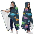 thumbnail image 2 of Wearable Blanket,DarkBlue Cartoon Dinosaurs SpeechBubbles Pattern Hooded Wearable Flannel Blanket for Adults & Teens,Winter Poncho Shawl Wrap Cape Cozy Anti-Pill,50"x60", 2 of 5