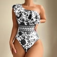 thumbnail image 2 of asddcavvf Bikini Sets for Women Piece Swimsuit With Ruffled Off Shoulder Print Conservative and Slim, 2 of 6