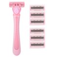 thumbnail image 1 of Noref 6Pcs Six-layer Female Razor Blades Women Body Hair Removal Manual Epilator with 1 Handle, 1 of 9