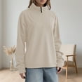thumbnail image 2 of Women's Half Zip Pullover Sweatshirt Stand Collar Casual Crewneck Long Sleeve Athletic Top For Fall Winter Fashion Outerwear,Size:M, 2 of 3