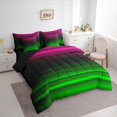 thumbnail image 3 of jejeloiu Modern Geometric Stripe 7pcs Bedding Comforter Set,Abstract Art Queen Bedding Sets,Pink Black Green Queen Sheet Sets For Girls Boys,Super Cozy Room Decor Reversible, 3 of 8