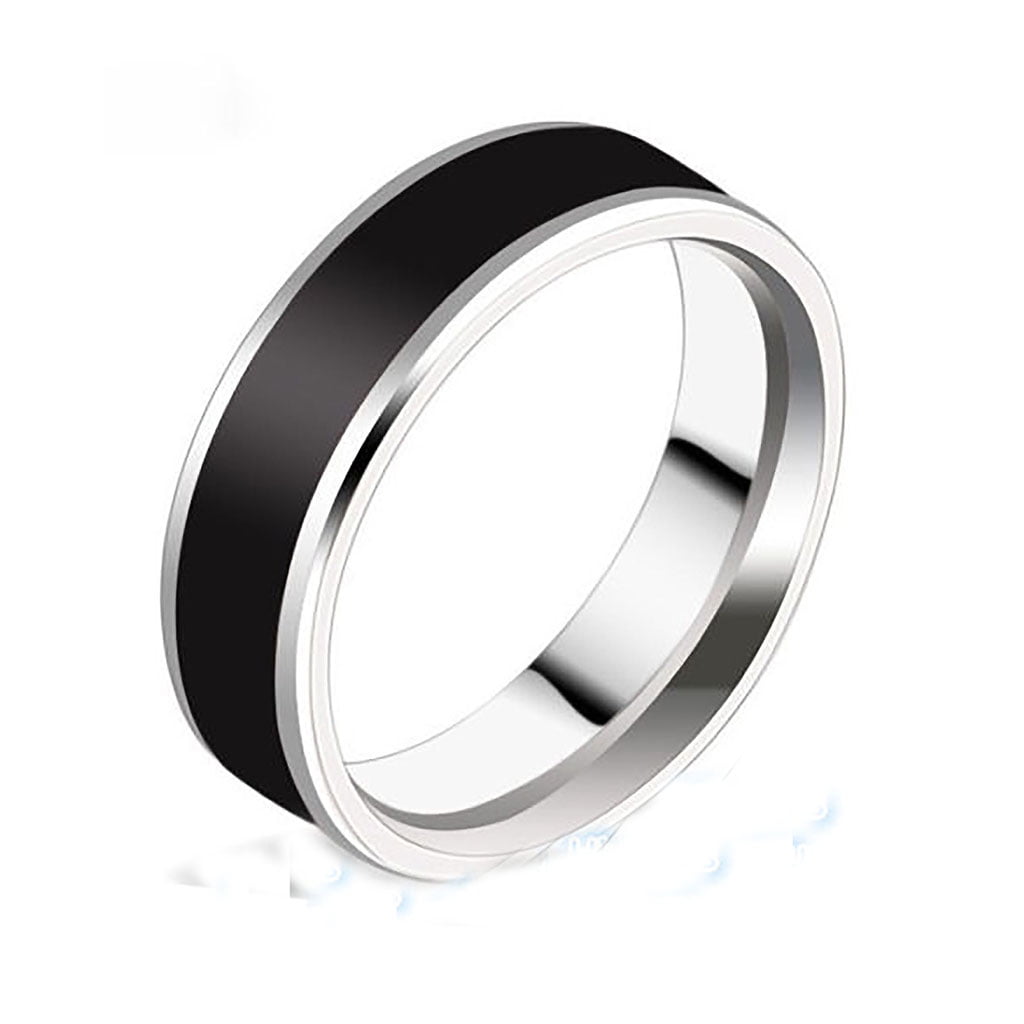 Fashion Titanium Stainless Band Ring Jewelry For Men Black Size 7