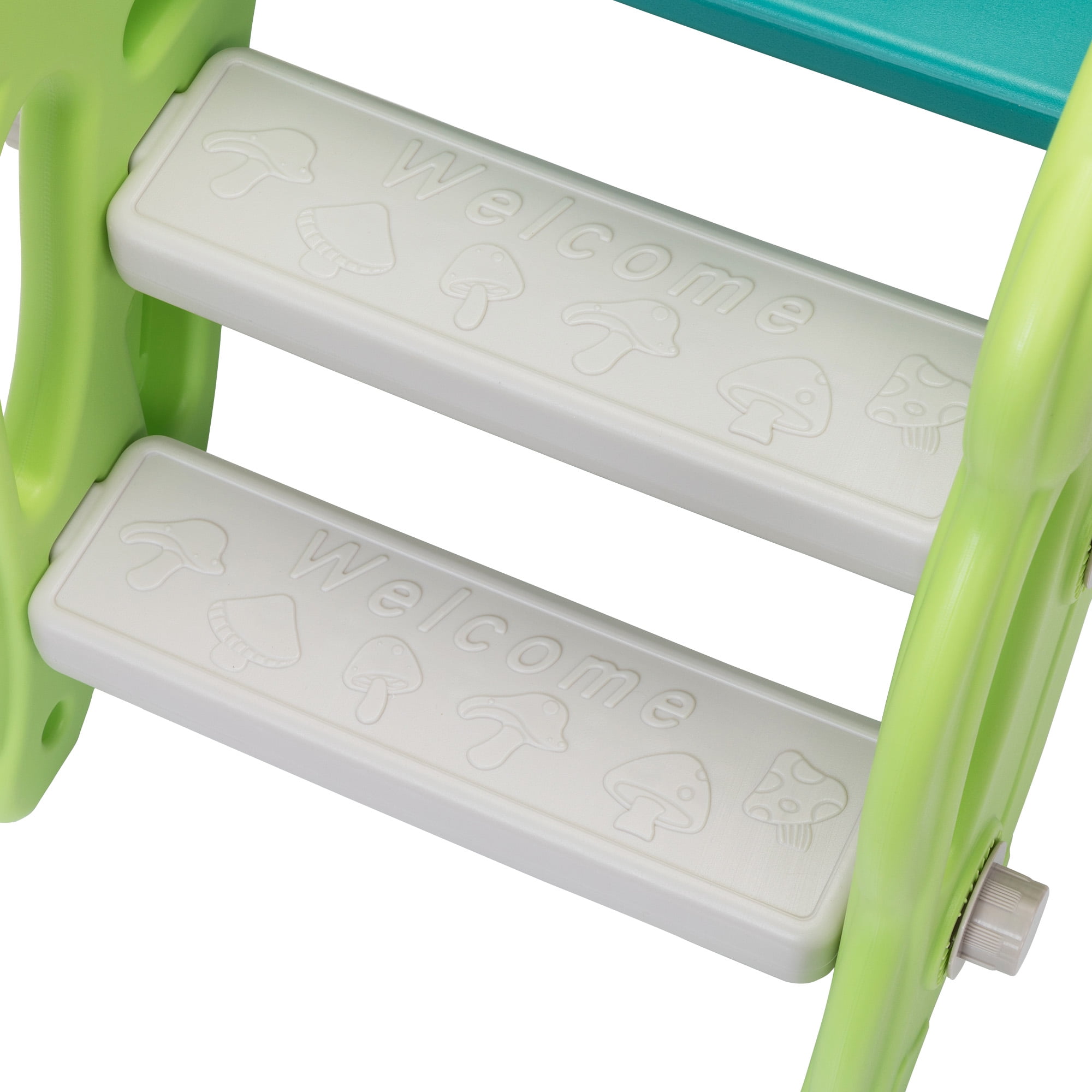 Kadyne 3 in 1 Toddler Slide Kids Slide, 42.9" Frogs Play Slide for Outdoor and Indoor, Play Slide with Basketball Hoop, Ball and Ladder, Green Kadyne 3 in 1 Toddler Slide Kids Slide, 42.9" Frogs Play Slide for Outdoor and Indoor, Play Slide with Basketball Hoop, Ball and Ladder, Green