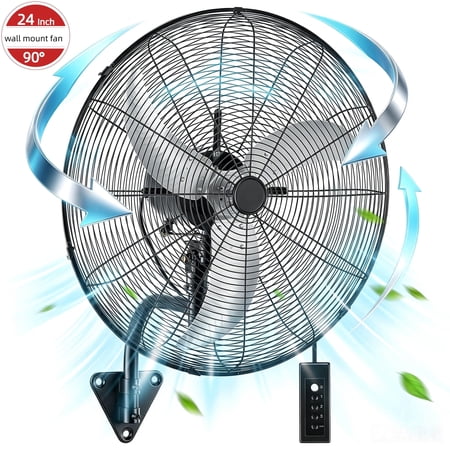 24 Inch Wall Mount Fan with Oscillation, 3-speed, IPX4 Waterproof, High-speed Industrial Wall Fan, Suitable for Garages, Homes, Warehouses Use. FOHERE