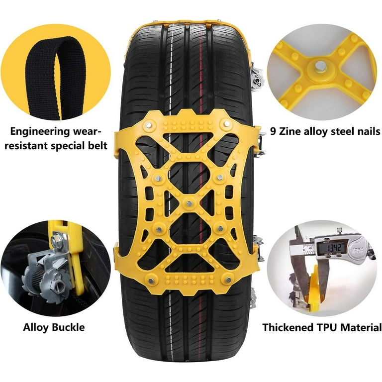 Car Snow Chains, 6Pcs Emergency Anti Slip Tire Traction Chains