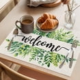 thumbnail image 3 of Summer Welcome Placemats Set&nbsp;of&nbsp;8 Green Eucalyptus Leaves Botanical Farm Linen Heat Insulation Washable Place Mats, Non-Slip Table Mats for Dining Table Party Kitchen Decor,13x19 Inch, 3 of 9