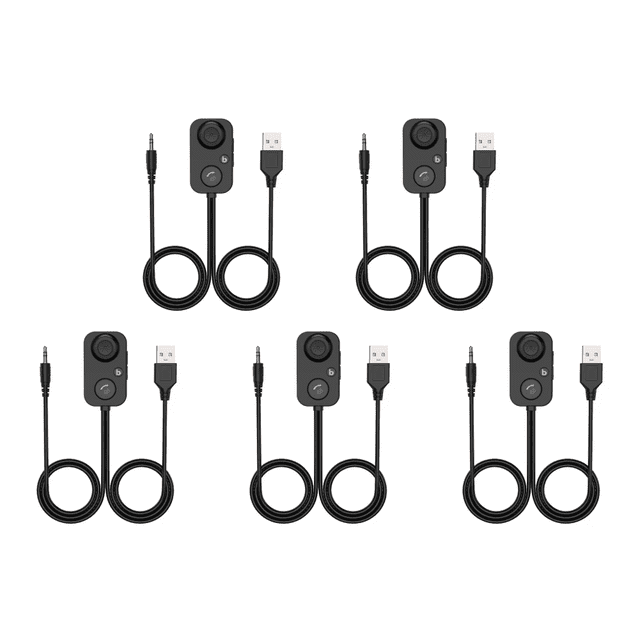 Receptor Compatible Con Dientes Coche USB AUX Audio 3 5 Mm para Altavoz Manos Libres Azul