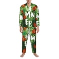 thumbnail image 3 of Picia Palm Leaves And Tropical Flowers Pattern Men’s Long-Sleeve Sleepwear Set - Soft 2-Piece Loungewear with Pockets, Comfy PJs for Relaxing Nights-Medium, 3 of 7