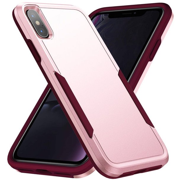 Entronix Funda Resistente Diseñada para iPhone X, Cubierta Protectora a Prueba de Golpes de Triple Capa, Color Rosa