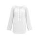 thumbnail image 1 of Blusa de mujer Camisa de color sólido de manga larga Costura de encaje Blusa suelta informal Ropa de otoño, Blanco, XL Eigraketly AP003723-04, 1 of 3