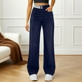 thumbnail image 2 of kaondbfi Straight Wide Leg Jeans for Women Trendy, Cowboy Cropped Pants Thin Wide Leg Pants Straight Leg Pants, 2 of 8