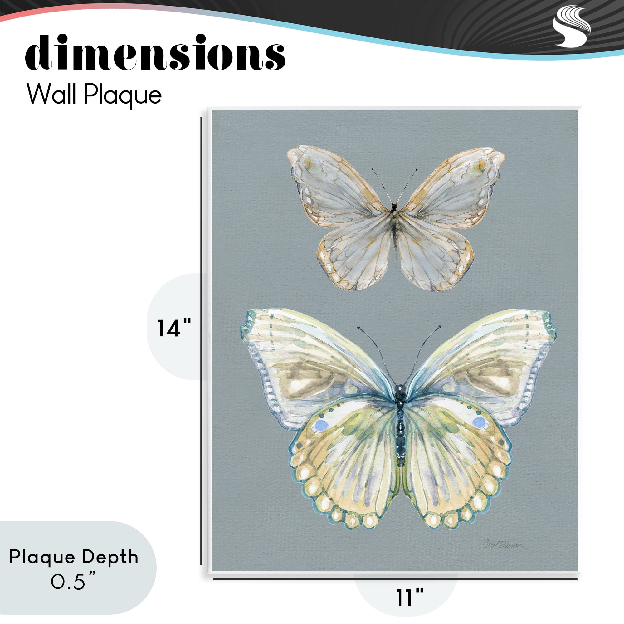 Stupell Industries Butterfly Pair Study Wall Plaque Art, design by Carol Robinson