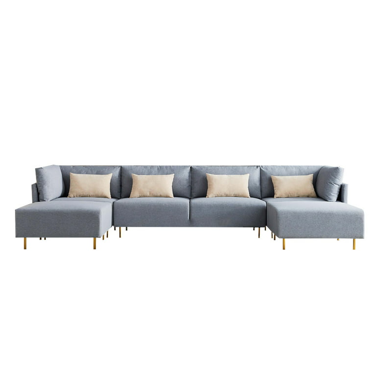 Convertible Sectional Sofa Couch, 4 Seat Sofa Set for Living Room with  Throw Pillows, U-Shaped Modern Minimalist Fabric Modular Sofa with Double  Chaise & Memory Foam (Gray) – Built to Order, Made
