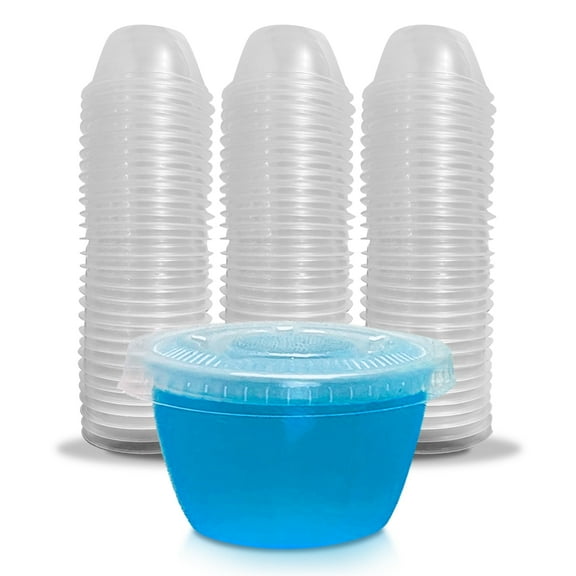 SWOOC Games – 105 Extra/Replacement Gelatin Shot Cups & Lids for Giant Tower Party Game – Clear Plastic & Leak Proof - Perfect Size For Hidden Shot Blocks - Tipsy Topple Game For Adults - Block Games
