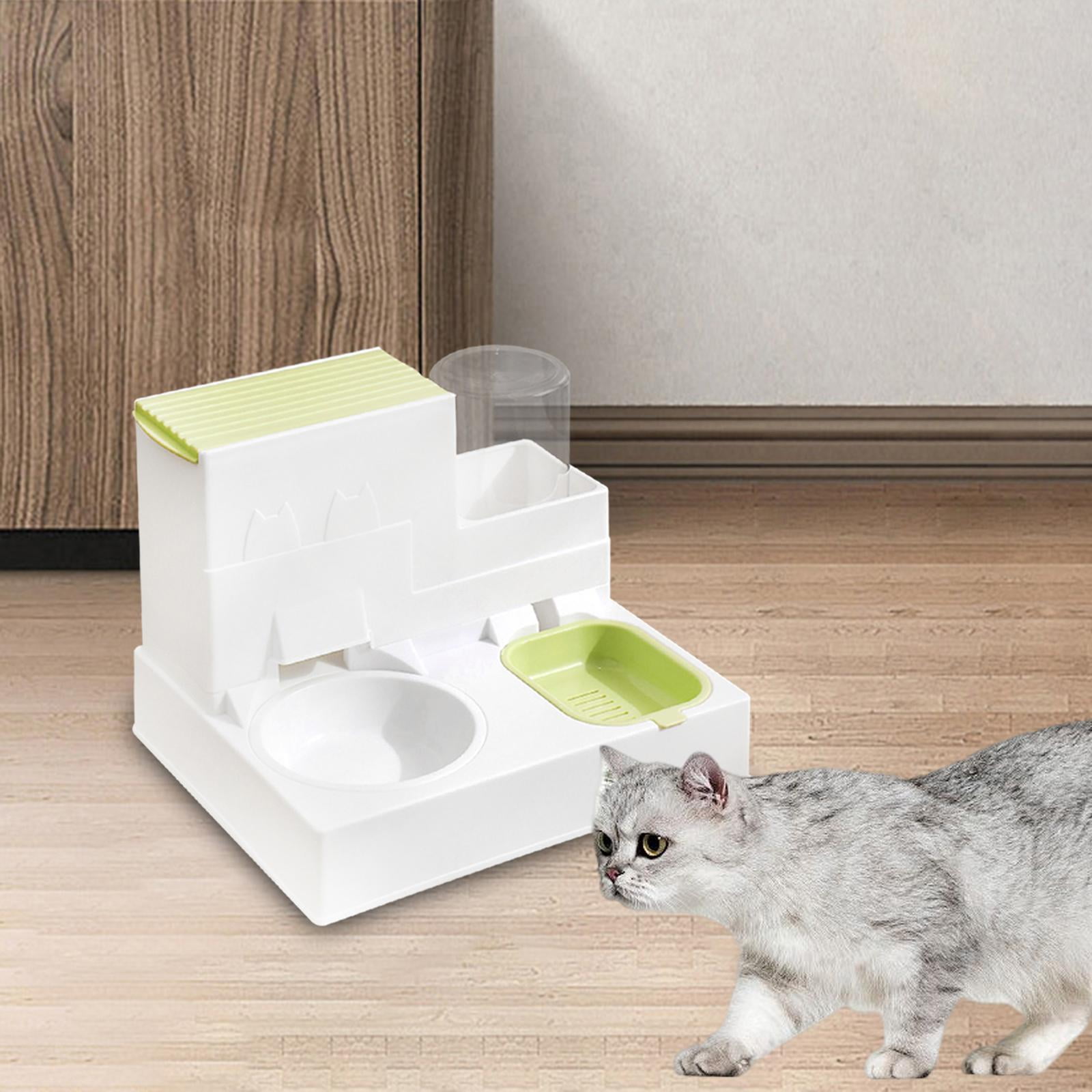 oshhnii 2 in 1 Automatic Cat Feeder Pet Feeder Cat Water Dispenser and Food Bowl Set for Grass Green
