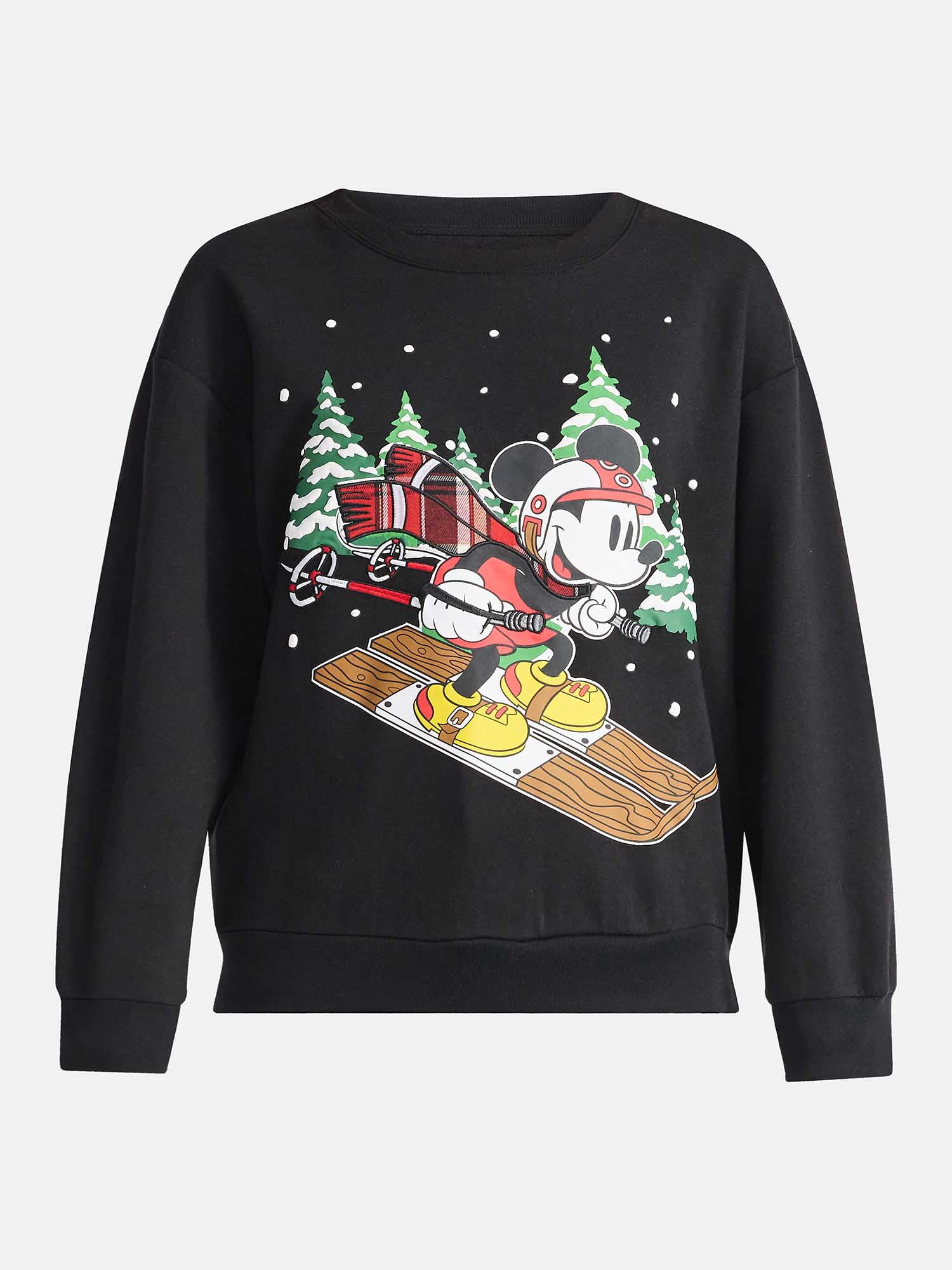 Disney Mickey Mouse Women's Christmas Sweatshirt with Long Sleeves, Sizes XXS-XXL