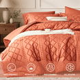 thumbnail image 3 of Davulos Terracotta Tufted Comforter Set King，7 Pieces Bed in a Bag Shabby Chic Embroidery King Size Bed Set Boho Embroidery Comforter Sets for All Seasons, 3 of 9