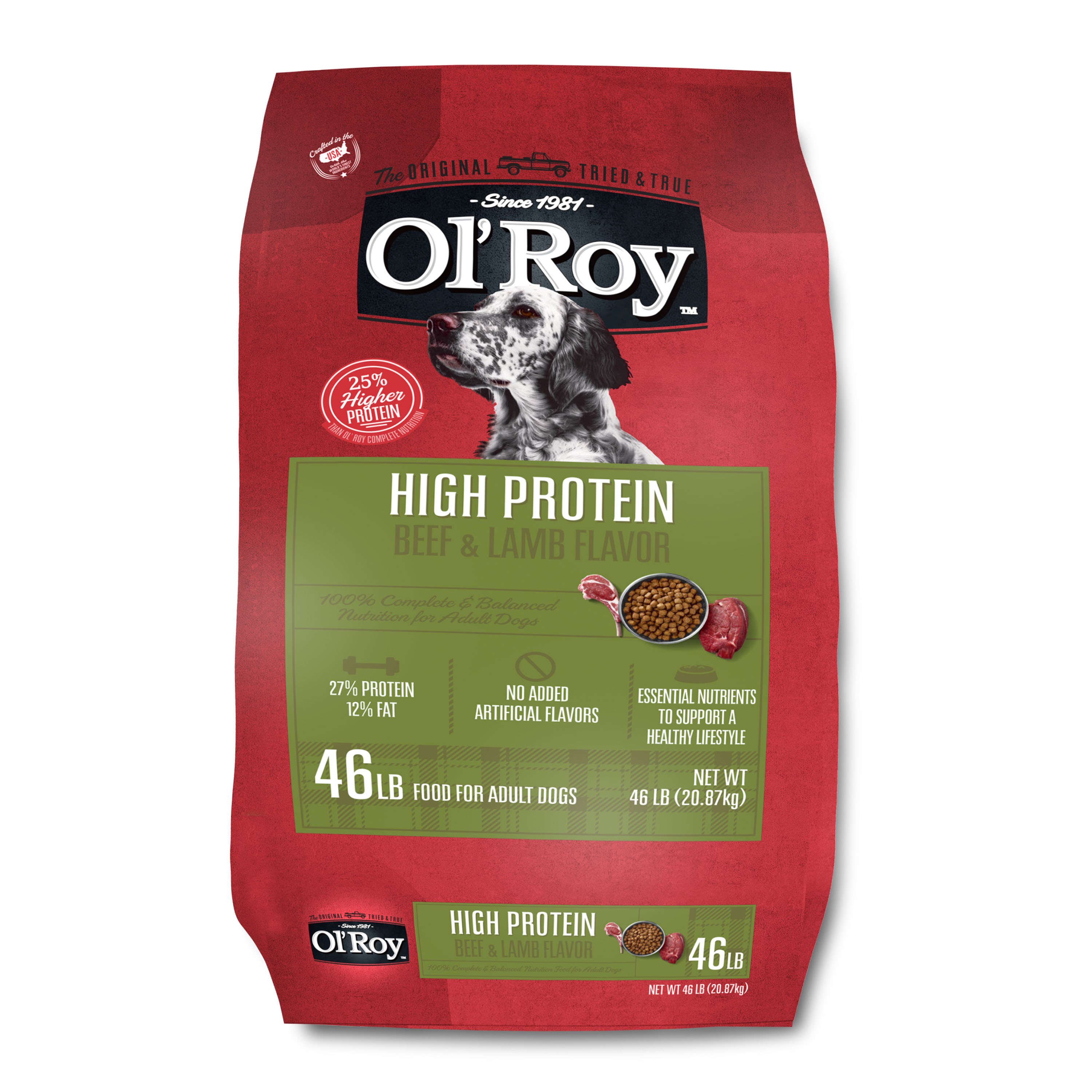 Ol' Roy High Protein with Beef & Lamb Flavor Dry Dog Food, 46lb Bag
