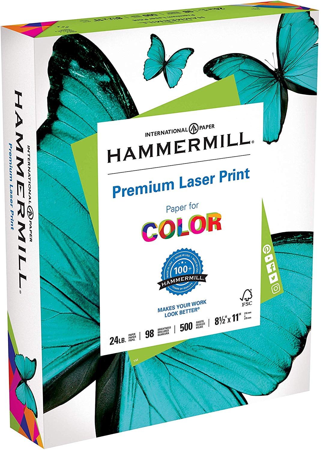 Hammermill Paper, Premium Laser Printer Paper, 8.5 x 11 Paper, Letter Size, 24lb, 98 Bright 1