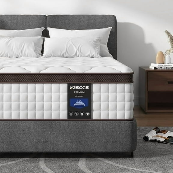 Kescas Twin Size Mattress, 10 Inch Memory Foam Hybrid Twin Bed mattresses in a Box, Medium Firm, Heavier Coils Edge Support, Motion Isolation