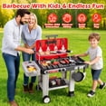 thumbnail image 6 of JUGAAD LIFE 43 PCS Kids BBQ Grill Playset, Pretend Play Kitchen Toy Set, Barbecue Toy with Wheels, Sound Light, Outdoor Food Toys Cooking Set for Toddler, Birthday Gift Boys Girls, 6 of 7