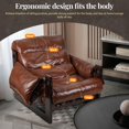 thumbnail image 5 of Yipinau Faux Leather Accent Armchair, Mid-Century Modern Single Sofa Chair with Thickened Cushion, 150kg Capacity Lounge Chair for Living Room, Bedroom, Study, Brown, 5 of 8