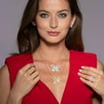 thumbnail image 2 of Ignite Your Passion with TheJewelryHut Designer Antique Retro Vintage-Inspired Style White Crystalline Silver Butterfly Necklace, 2 of 3
