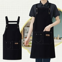 Hiroekza Waterproof Oil Resistant Kitchen Cotton Apron Canvas Cooking Bib Adjustable Ties Chef Baking Cleaning Apron for Women Men Black