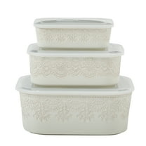 The Pioneer Woman Vintage Lace 6-Piece Nesting Casserole Baking Dish Bakeware Set with Lids, Linen