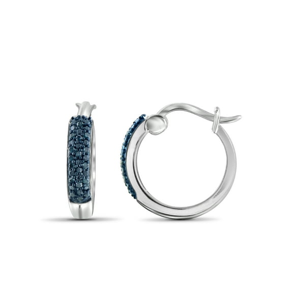 JewelersClub 1/4 Carat T.W. Blue Diamond Sterling Silver Huggie Hoop Earrings