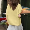 thumbnail image 3 of OIOLOYJM Womens Spring Oversized Cardigans Batwing Short Sleeve Button V Neck Sweater Tops Casual Fashion Knit Lightweight Clothes Yellow S, 3 of 3