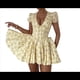 thumbnail image 2 of Vestido de Verano Ajustado con Escote en V para Mujer, Estampado, Mangas Abullonadas, Cordón Ajustable, Amarillo M, 2 of 10