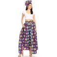 thumbnail image 5 of Sakkas Tasha Women's African Ankara Wax Capri Harem Pants w/Pockets & Overlay - 126-PurpleAqua - One Size Regular, 5 of 5