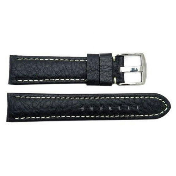 Textured Leather Panerai Black Contrast Stitched 18mm XL Watch Strap