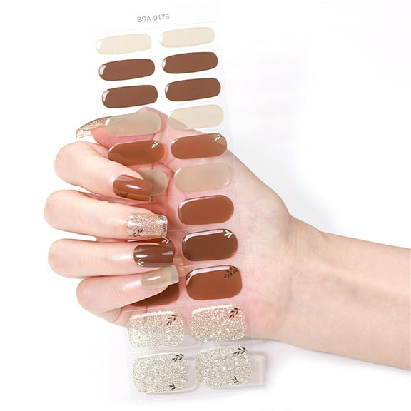 Christmas Styles Easy Apply Gel Nails Wraps Full Covers Gel Nails Stickers UV Gel Wraps for Quick Home Manicure Nails Art