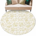 thumbnail image 2 of Yellow Flower Round Area Rug 5 FT, Non Slip Bedroom Rugs, Vintage Farmhouse Boho Leaf Spring Plant Washable Soft Circular Carpet Non-Shedding Floor Mat for Kitchen Dining Room Foyer Balcony Dorm, 2 of 8