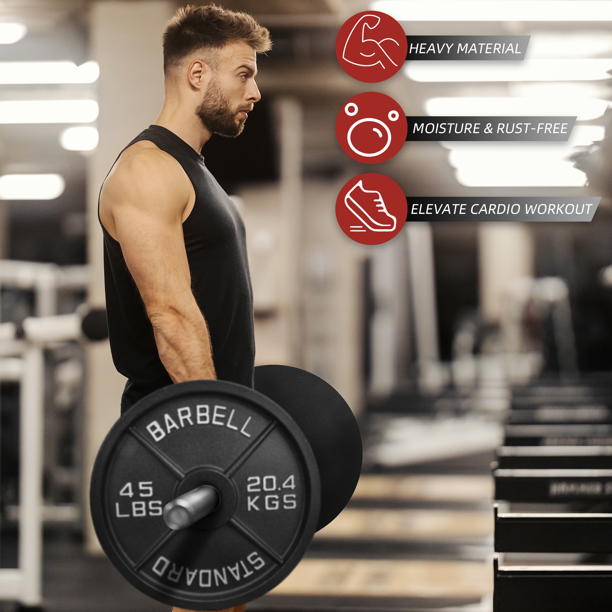 Sprint Demon 4-Piece Cast Iron Weight Plate Set - 1" Hole, 2.5LB to 45LB Weight Options, Fits Standard Barbells and Dumbbell Bars