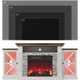 thumbnail image 4 of Vecenuy Electric Fireplace TV Stand, 70" Farmhouse Entertainment Center with Open Shelf and Glass Barn Door Cabniet, Modern TV Console Table with 7 Flame Colors for Living Room, Antique White, 4 of 10