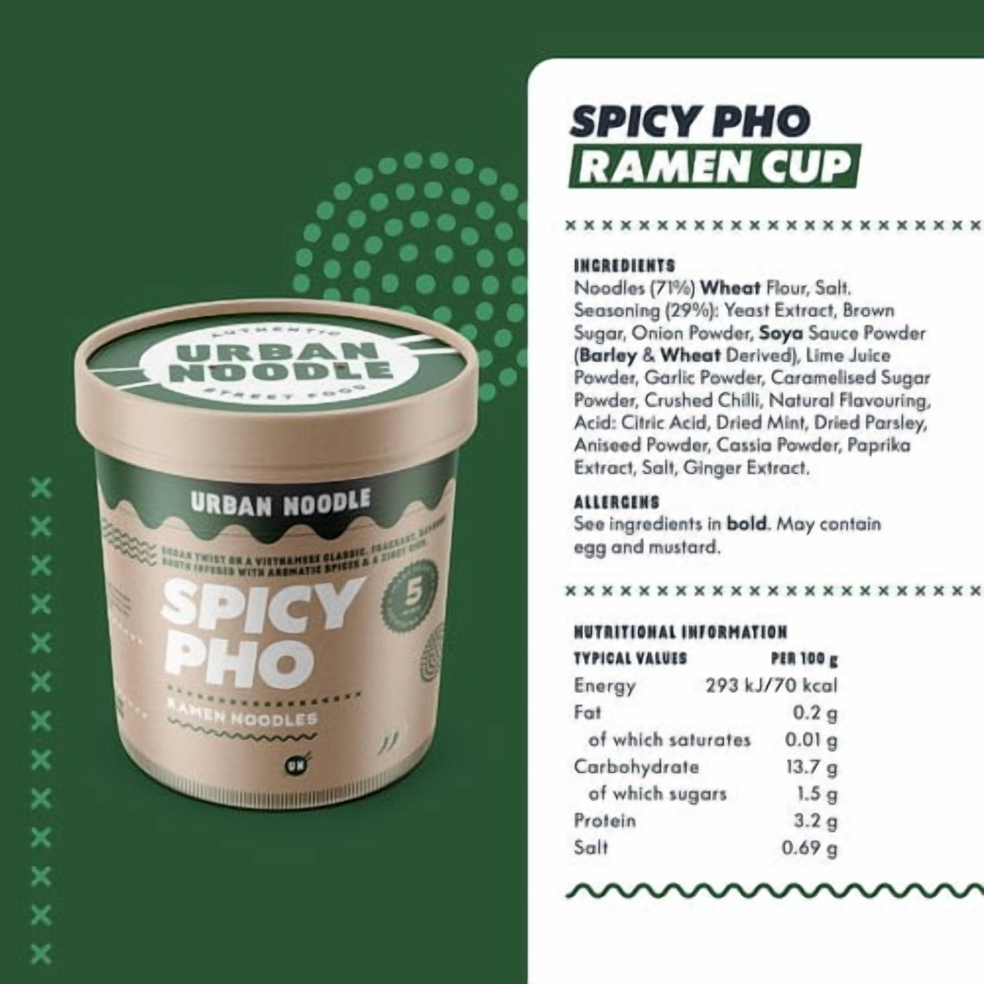 Urban Noodle Spicy Pho Ramen Pot 87g, British Import (Pack of 3)