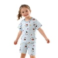 thumbnail image 2 of ITSAME Girls Outfit Sets, Cotton Crewneck T-Shirt and Shorts Fashion Print Casual Home Clothes 2-Piece Blue Size 2-3, 2 of 5