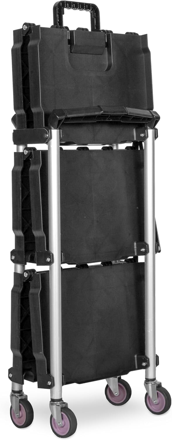 Compact Foldable Service Utility Cart, Three Tier with 165-Pound Capacity (73065)