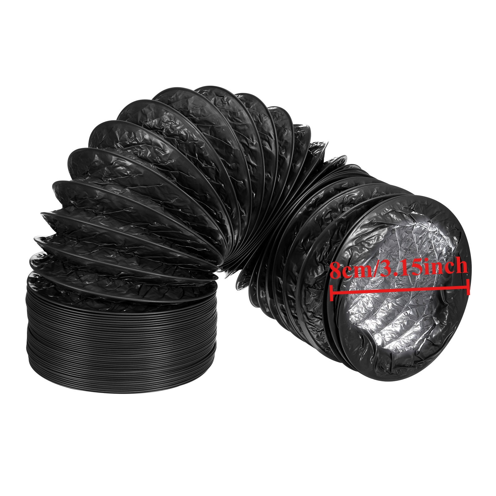 Portable Air Conditioner Exhaust Hose 600CM Flexible Aluminum Dryer Vent Ducting HVAC Ventilation Black