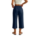 thumbnail image 5 of Posijego Women's Capri Pants Drawstring Elastic Waist Wide Leg Capris Summer Casual Cropped Loose Pants with Pockets S-3XL, 5 of 8