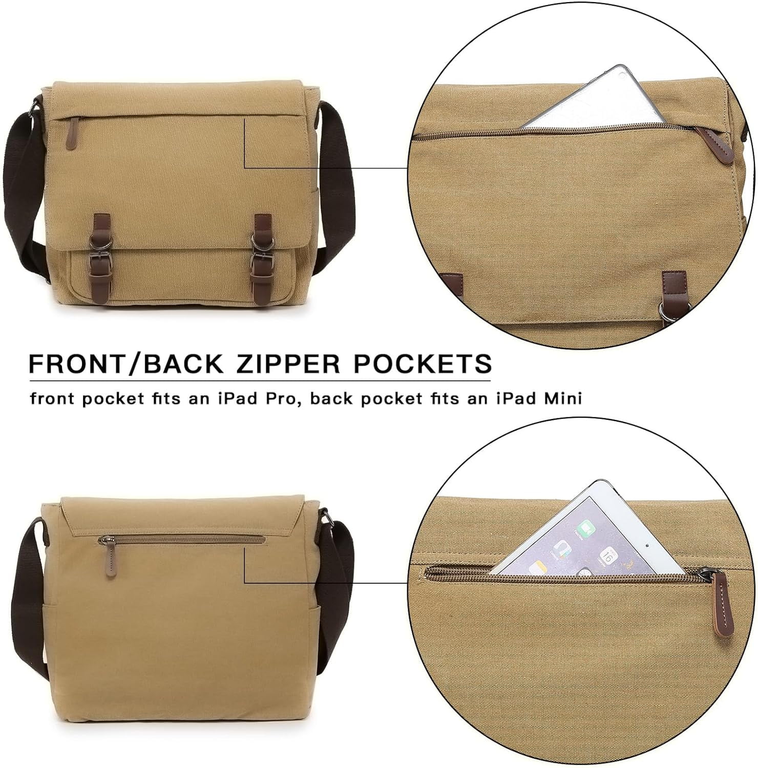 NANAHuang Large Vintage Canvas Messenger Shoulder Bag Travel Crossbody Purse Briefcase Business Bag for 15inch Laptop